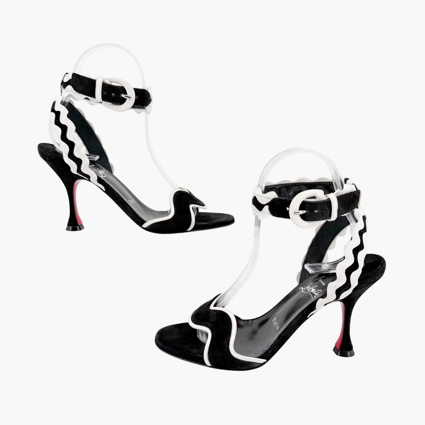 Christian Louboutin Corolobessa 85 Sandals Black Suede Size 37