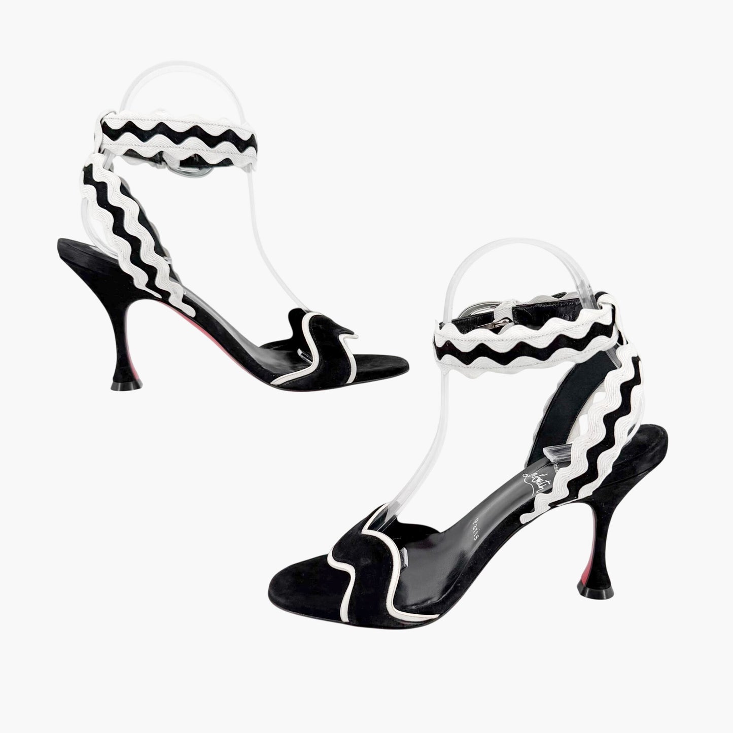 Christian Louboutin Corolobessa 85 Sandals Black Suede Size 37