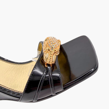 Gucci Regent Dora Snake Head Wedge Sandals Black Size 37