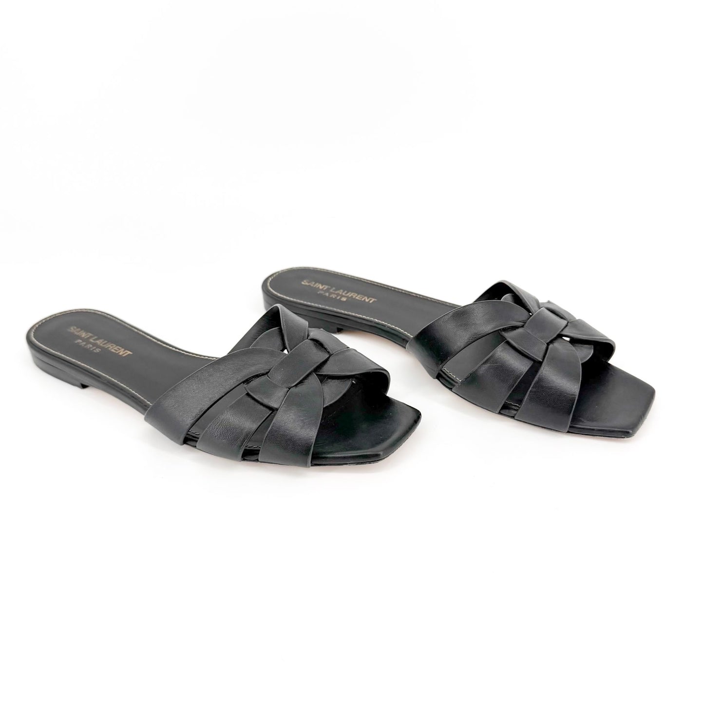 Saint Laurent Tribute Slide Sandals Black Size 38.5