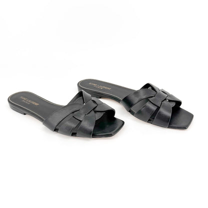 Saint Laurent Tribute Slide Sandals Black Size 38.5