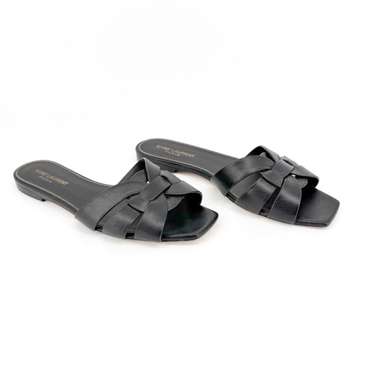 Saint Laurent Tribute Slide Sandals Black Size 38.5