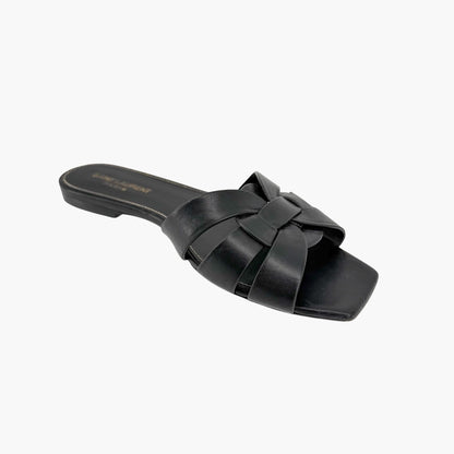 Saint Laurent Tribute Slide Sandals Black Size 38.5
