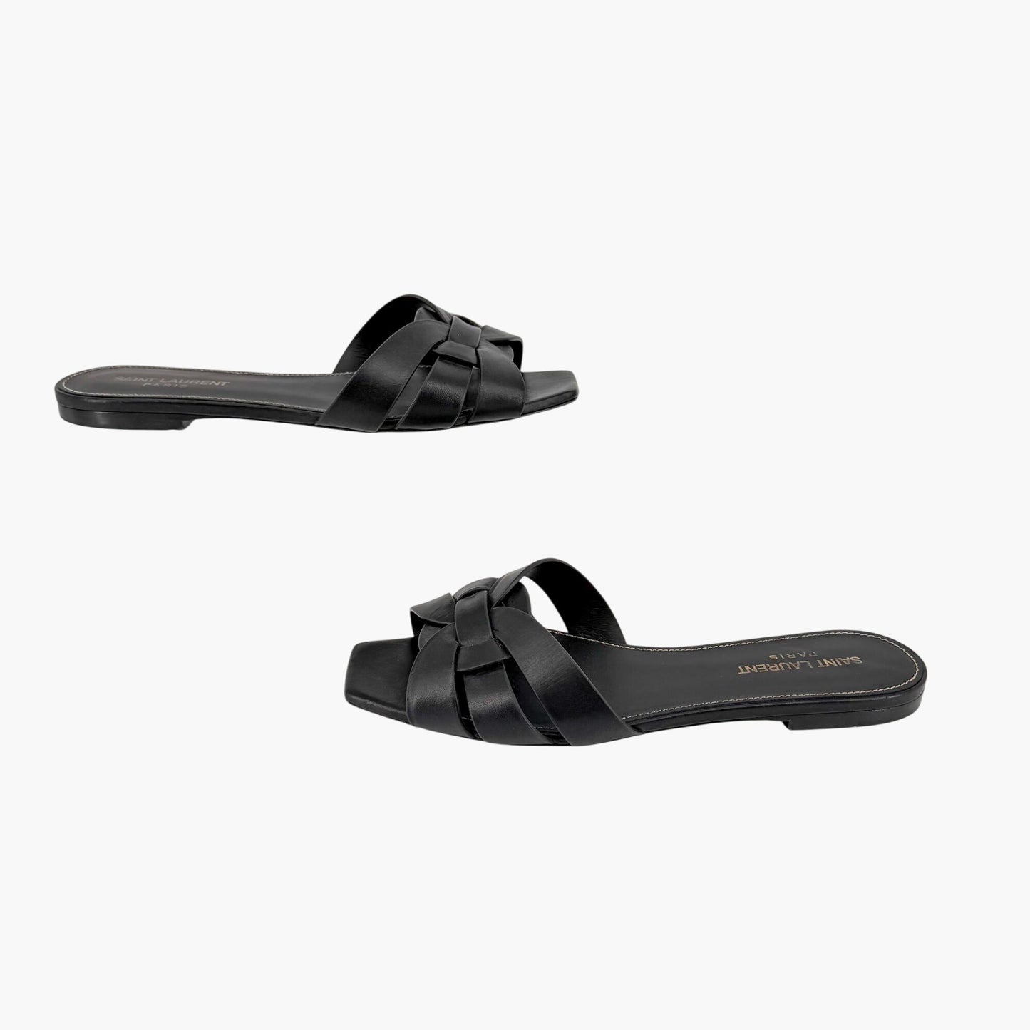 Saint Laurent Tribute Slide Sandals Black Size 38.5