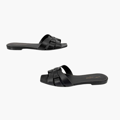 Saint Laurent Tribute Slide Sandals Black Size 38.5