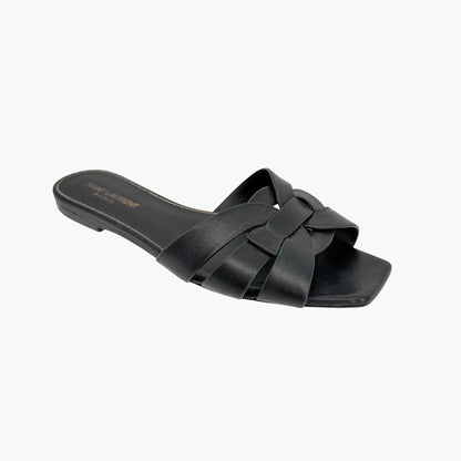Saint Laurent Tribute Slide Sandals Black Size 38.5