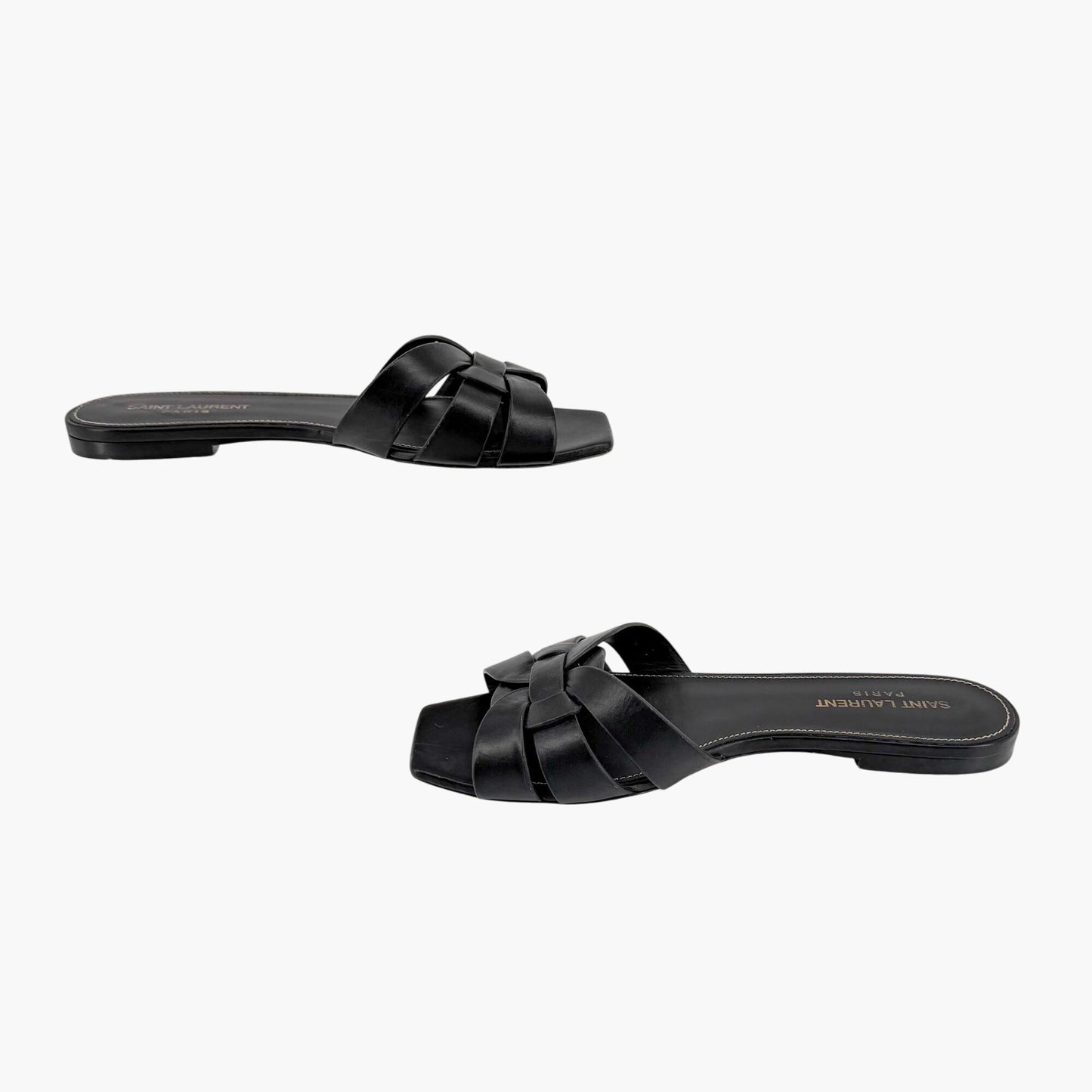 Saint Laurent Tribute Slide Sandals Black Size 38.5