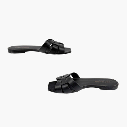 Saint Laurent Tribute Slide Sandals Black Size 38.5