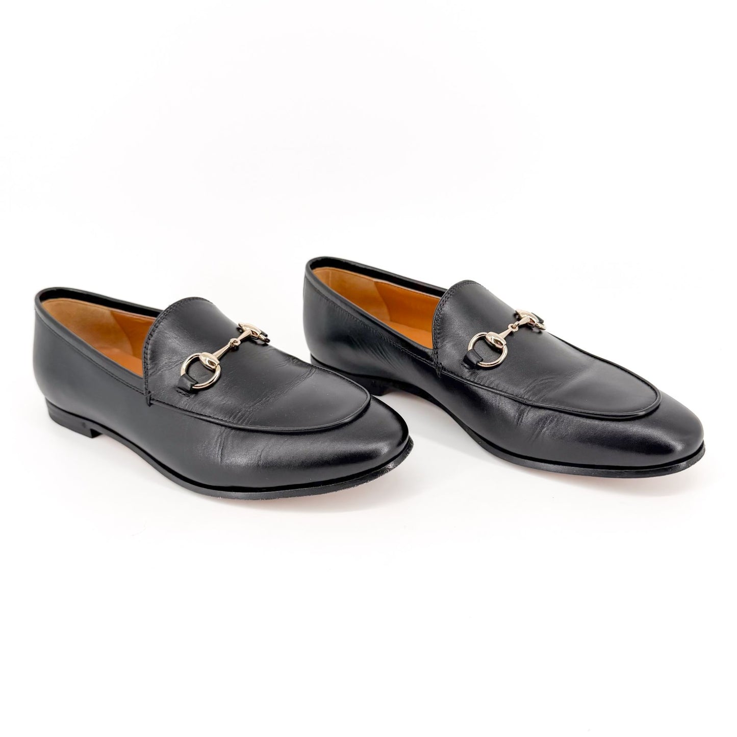 Gucci Jordaan Horsebit Loafers Black Leather Size 36.5