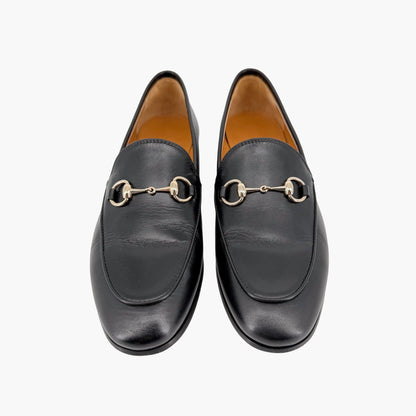 Gucci Jordaan Horsebit Loafers Black Leather Size 36.5