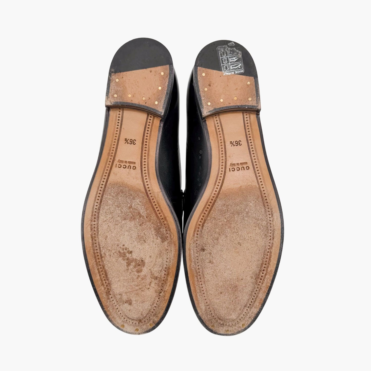 Gucci Jordaan Horsebit Loafers Black Leather Size 36.5