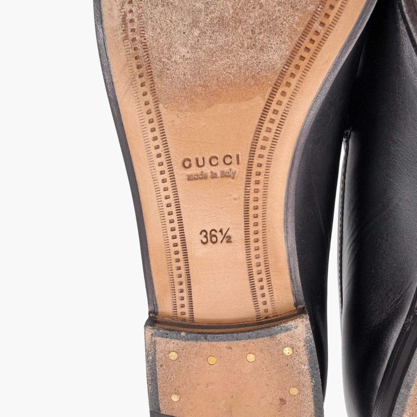 Gucci Jordaan Horsebit Loafers Black Leather Size 36.5