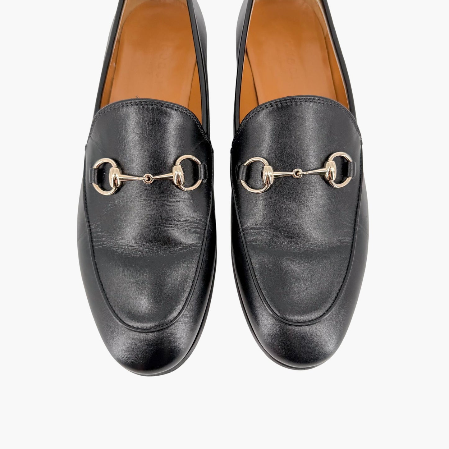 Gucci Jordaan Horsebit Loafers Black Leather Size 36.5
