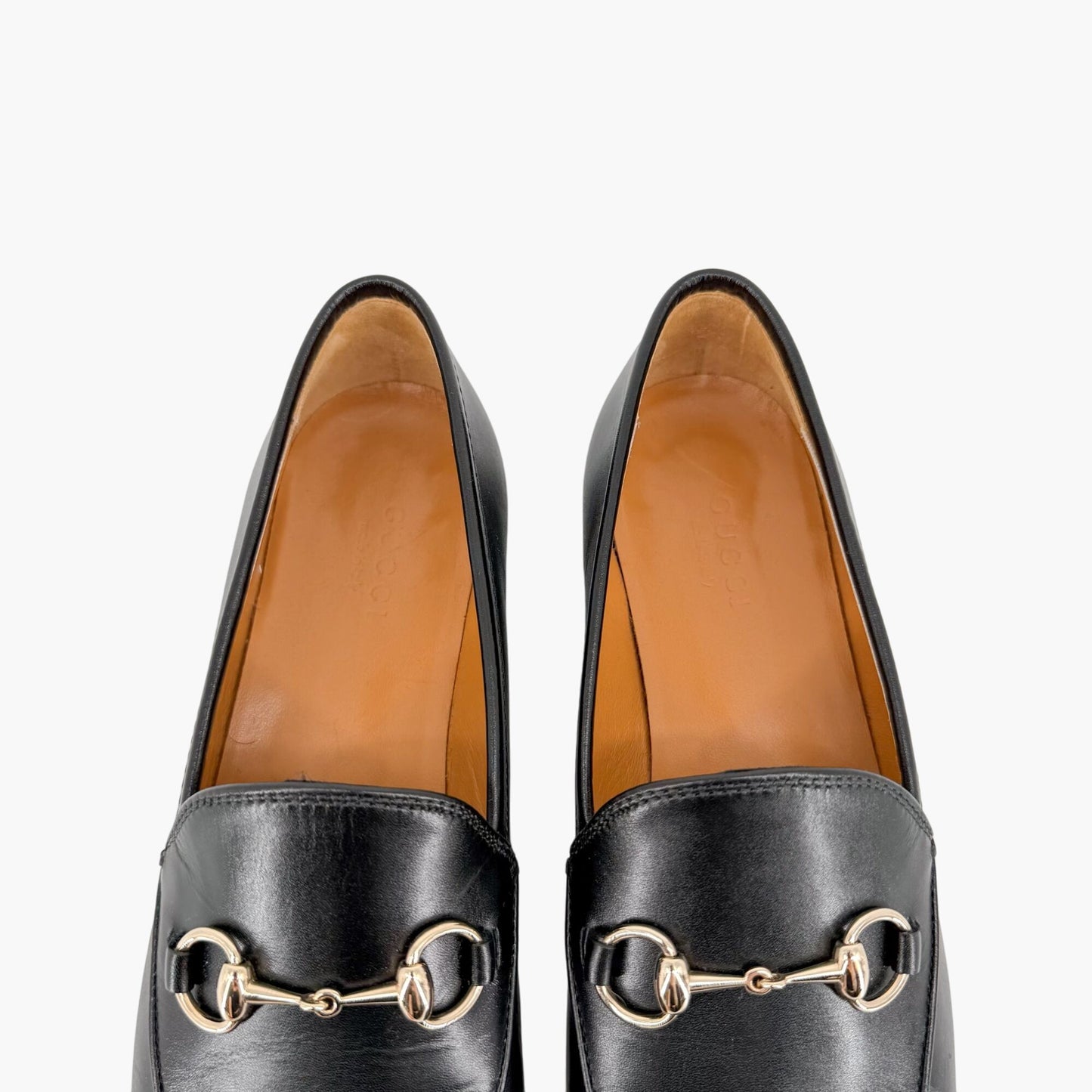Gucci Jordaan Horsebit Loafers Black Leather Size 36.5