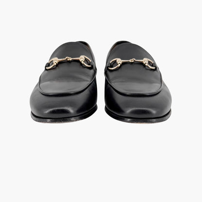 Gucci Jordaan Horsebit Loafers Black Leather Size 36.5