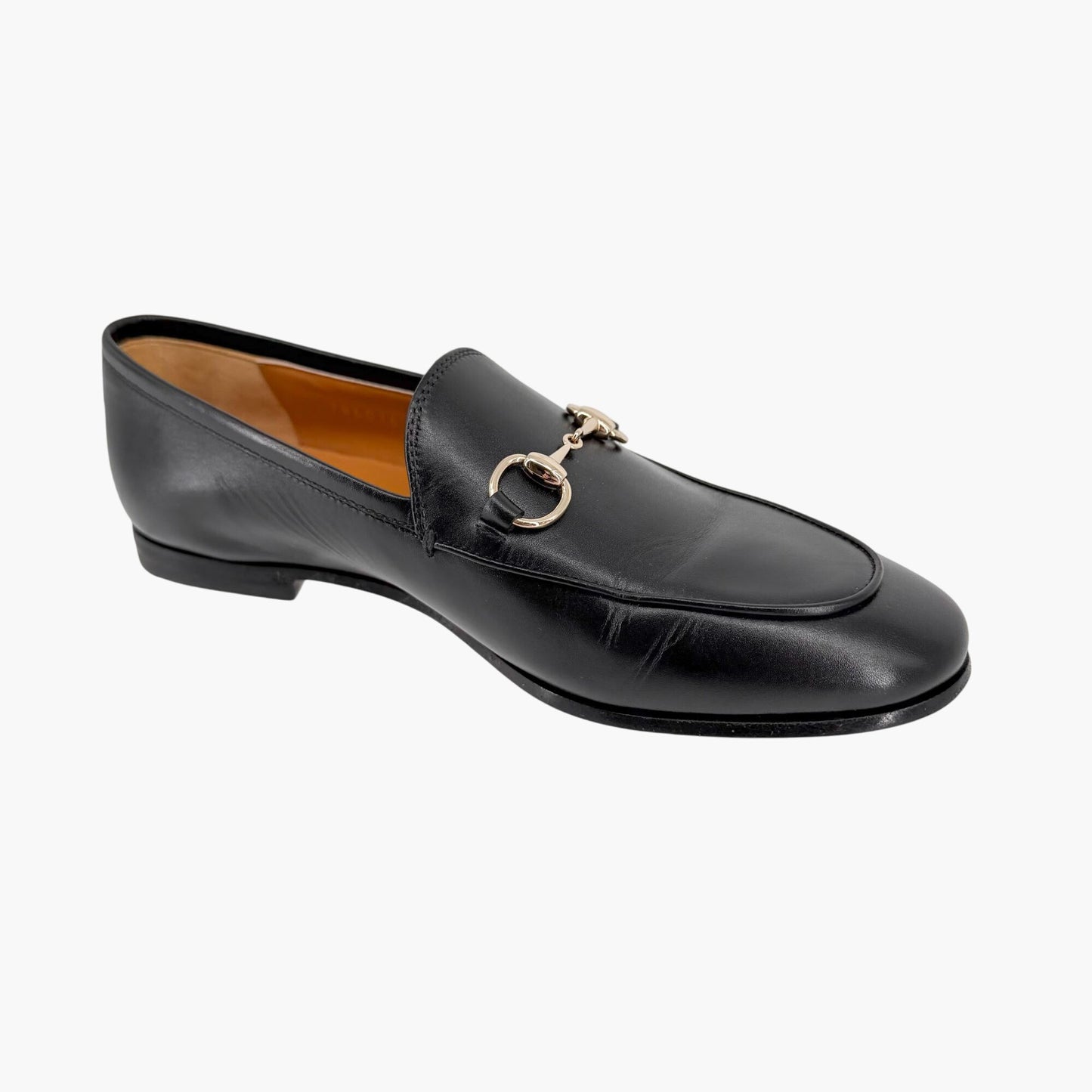 Gucci Jordaan Horsebit Loafers Black Leather Size 36.5