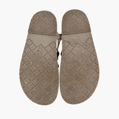 Chanel Chain Dad Sandals Gold Satin Size 38.5