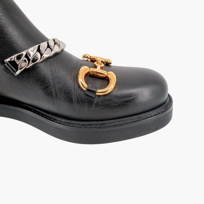 Gucci Deva Horsebit Chelsea Boots Black Leather Size 39.5