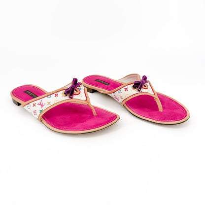 Louis Vuitton Murakami Multicolor Thong Sandals Size 40.5