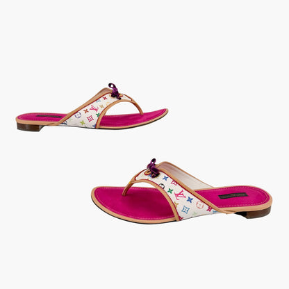 Louis Vuitton Murakami Multicolor Thong Sandals Size 40.5