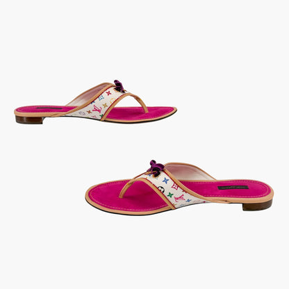 Louis Vuitton Murakami Multicolor Thong Sandals Size 40.5