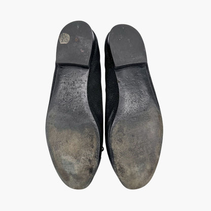 Chanel CC Cap Toe Ballet Flats in Black with Gold Leather Detail – Size 38.5