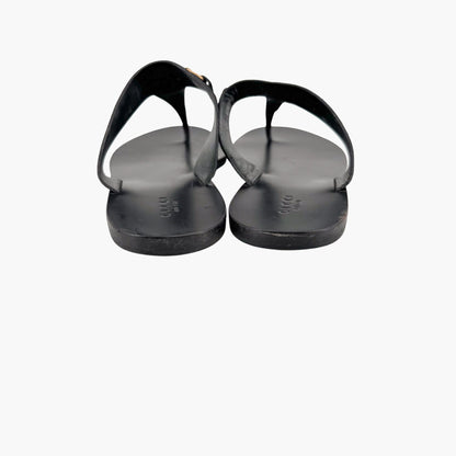 Gucci Horsebit T-Strap Flat Sandals in Black Suede – Size 40