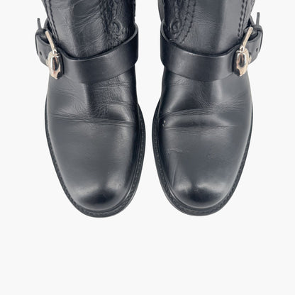 Gucci GG Guccissima Moto Ankle Boots Black Leather – Size 37.5