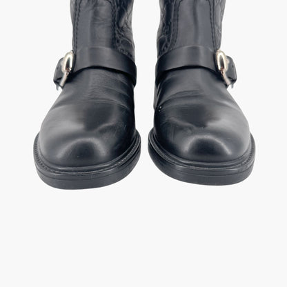 Gucci GG Guccissima Moto Ankle Boots Black Leather – Size 37.5