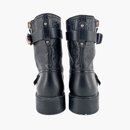 Gucci GG Guccissima Moto Ankle Boots Black Leather – Size 37.5