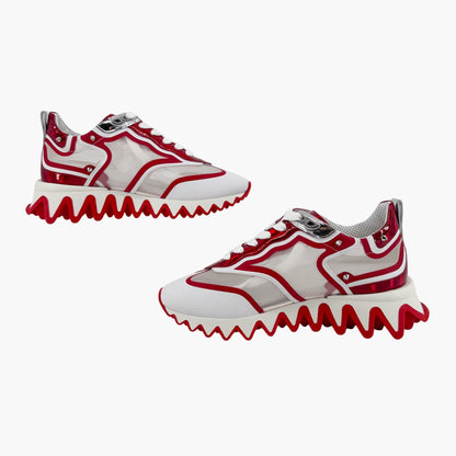 Christian Louboutin White Red Sharkina Mesh Sneakers Size 38.5