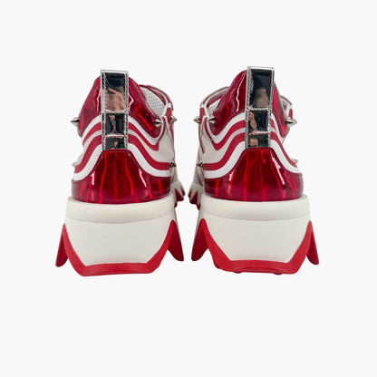 Christian Louboutin White Red Sharkina Mesh Sneakers Size 38.5