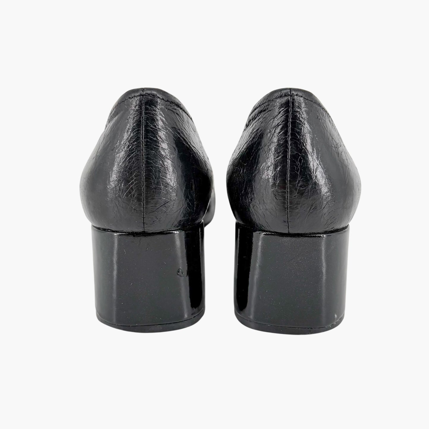 Prada Cap Toe Logo Ballet Pumps in Black Leather Size 38.5