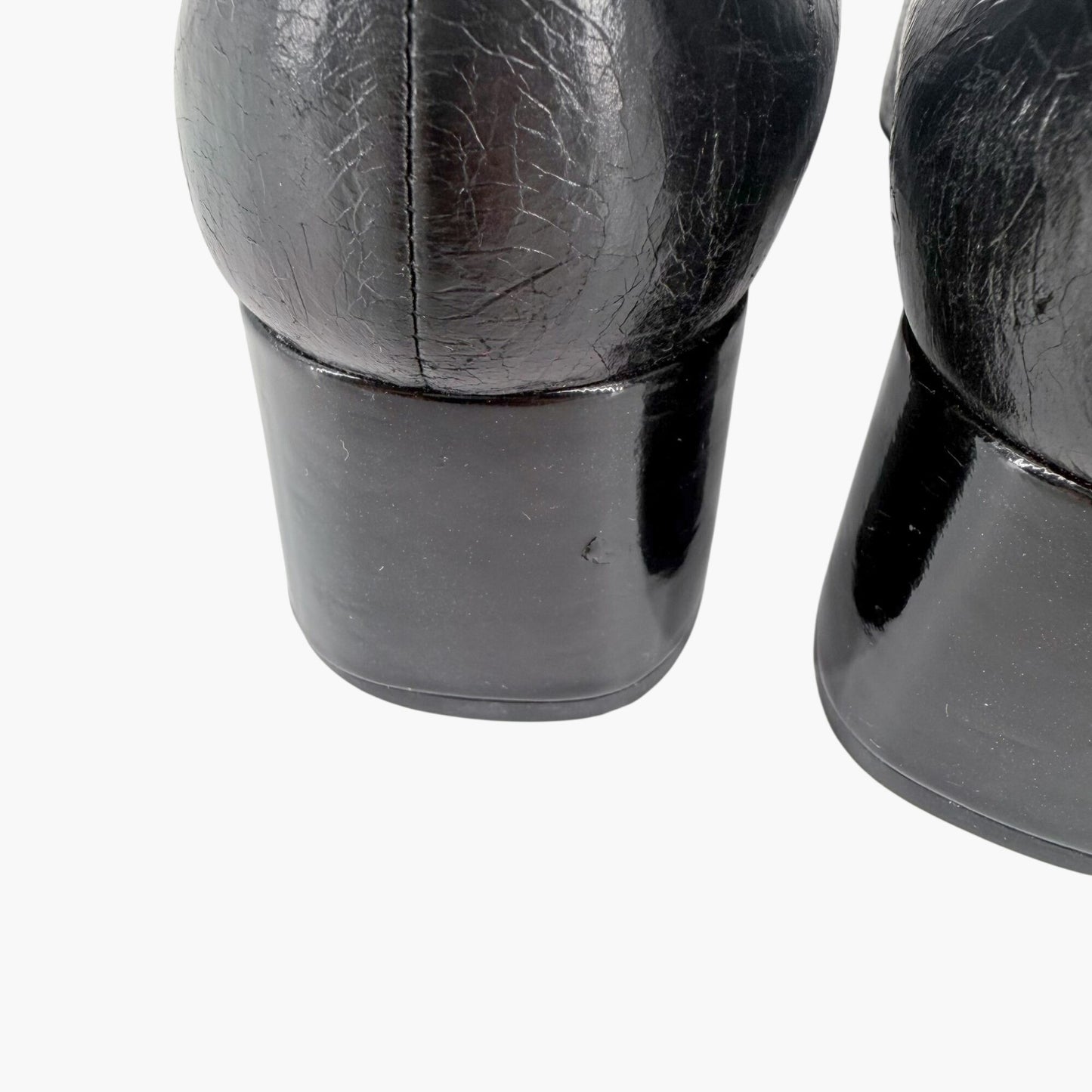 Prada Cap Toe Logo Ballet Pumps in Black Leather Size 38.5