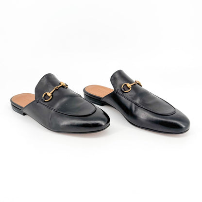 Gucci Princetown Horsebit Loafer Mules in Black Leather – Size 40