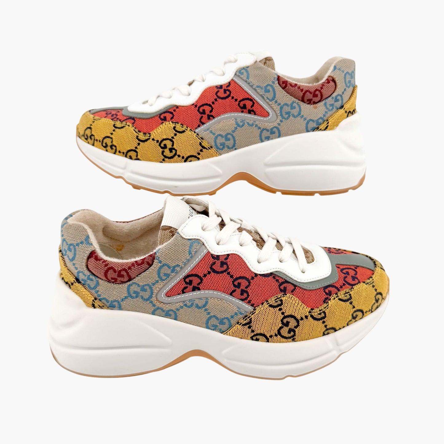 Gucci Rhyton Sneakers in Multi GG Monogram Canvas Size 37.5