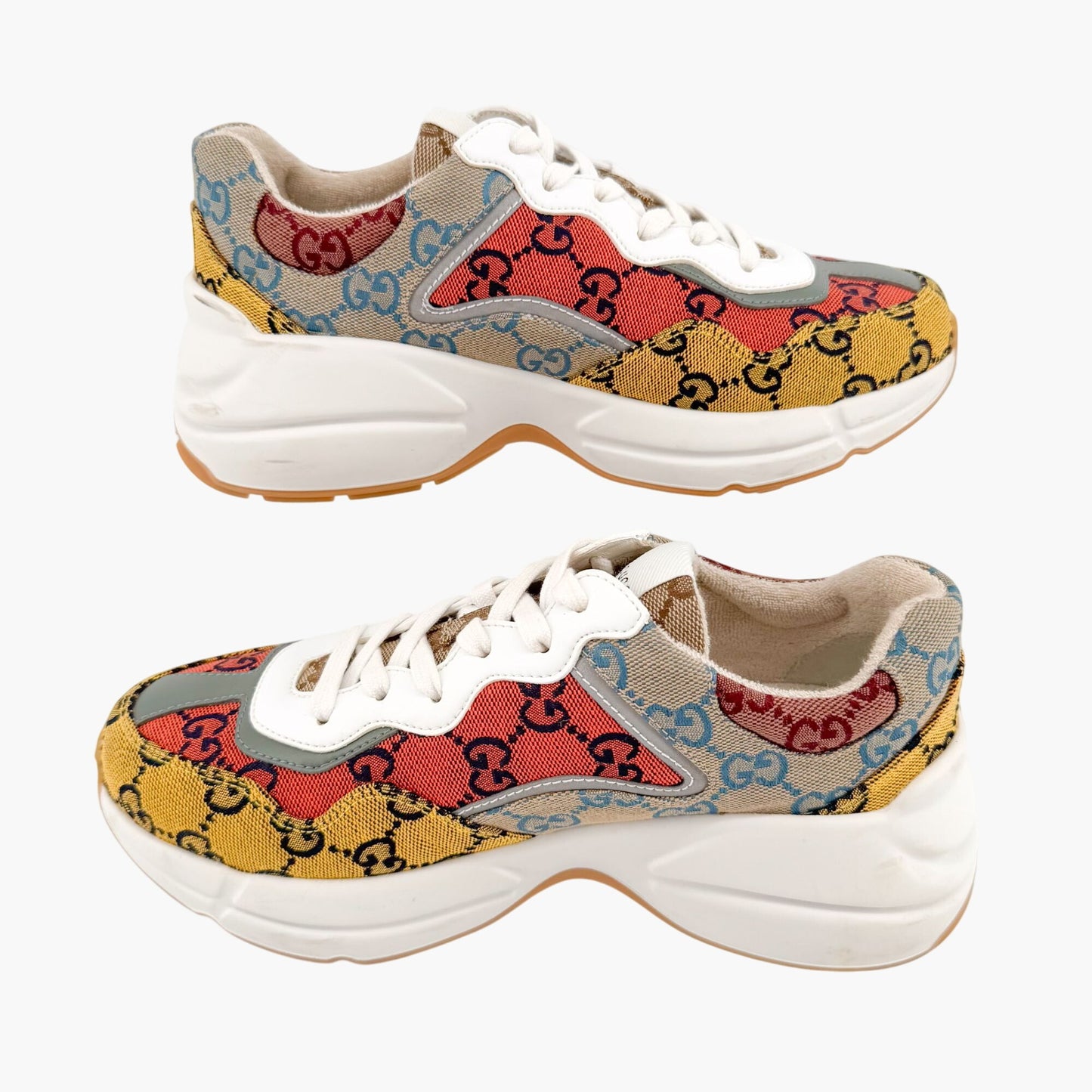 Gucci Rhyton Sneakers in Multi GG Monogram Canvas Size 37.5