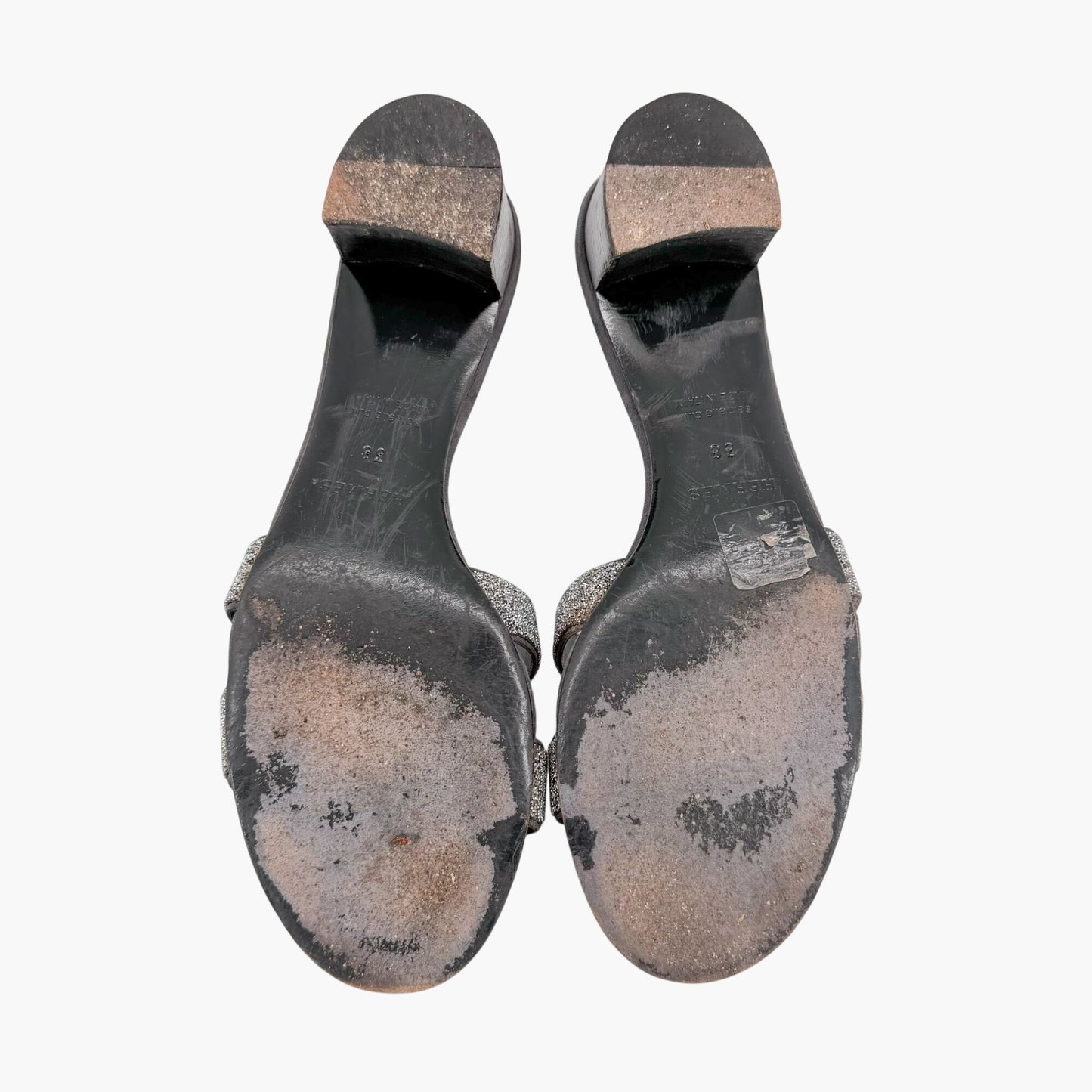 Hermès Oasis Crystal H Slide Sandals Black Silver Size 38