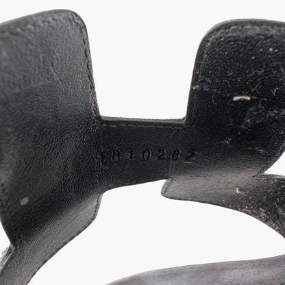 Hermès Oasis Crystal H Slide Sandals Black Silver Size 38