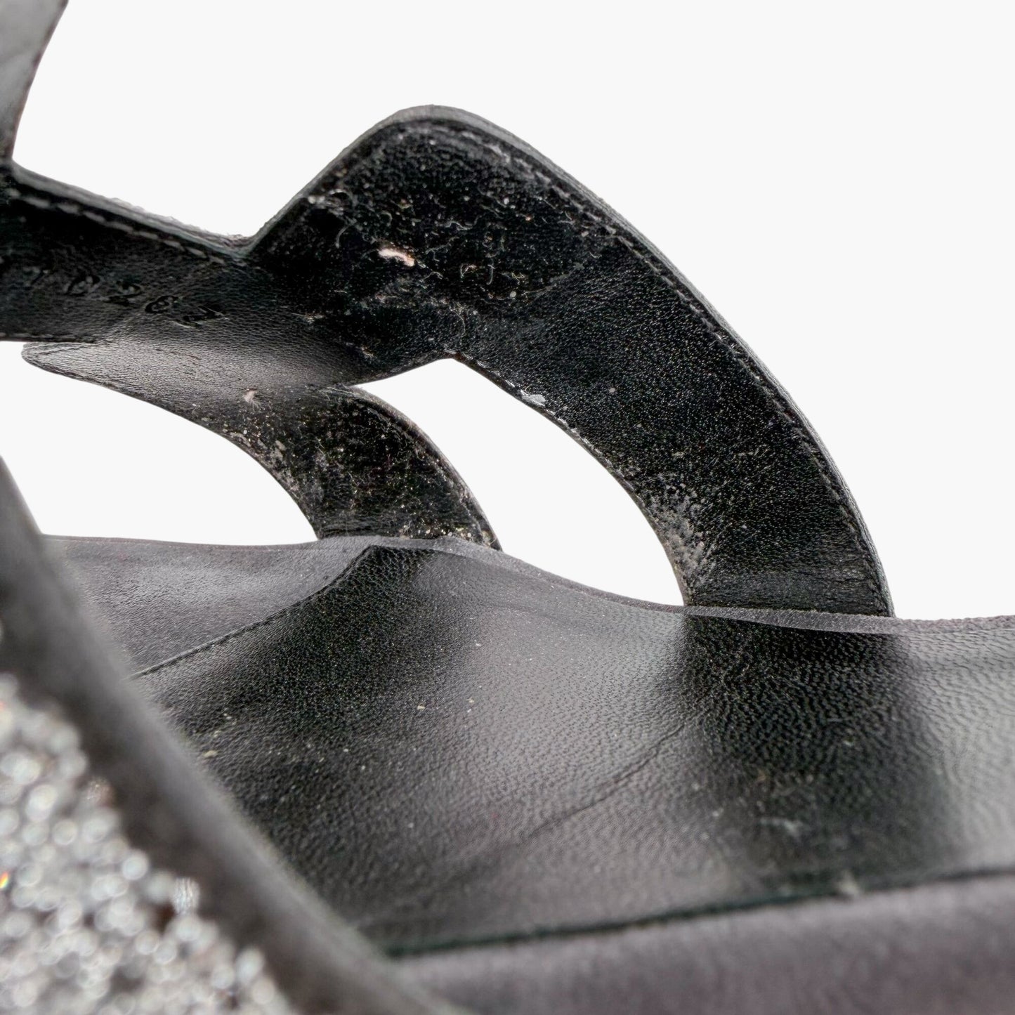 Hermès Oasis Crystal H Slide Sandals Black Silver Size 38