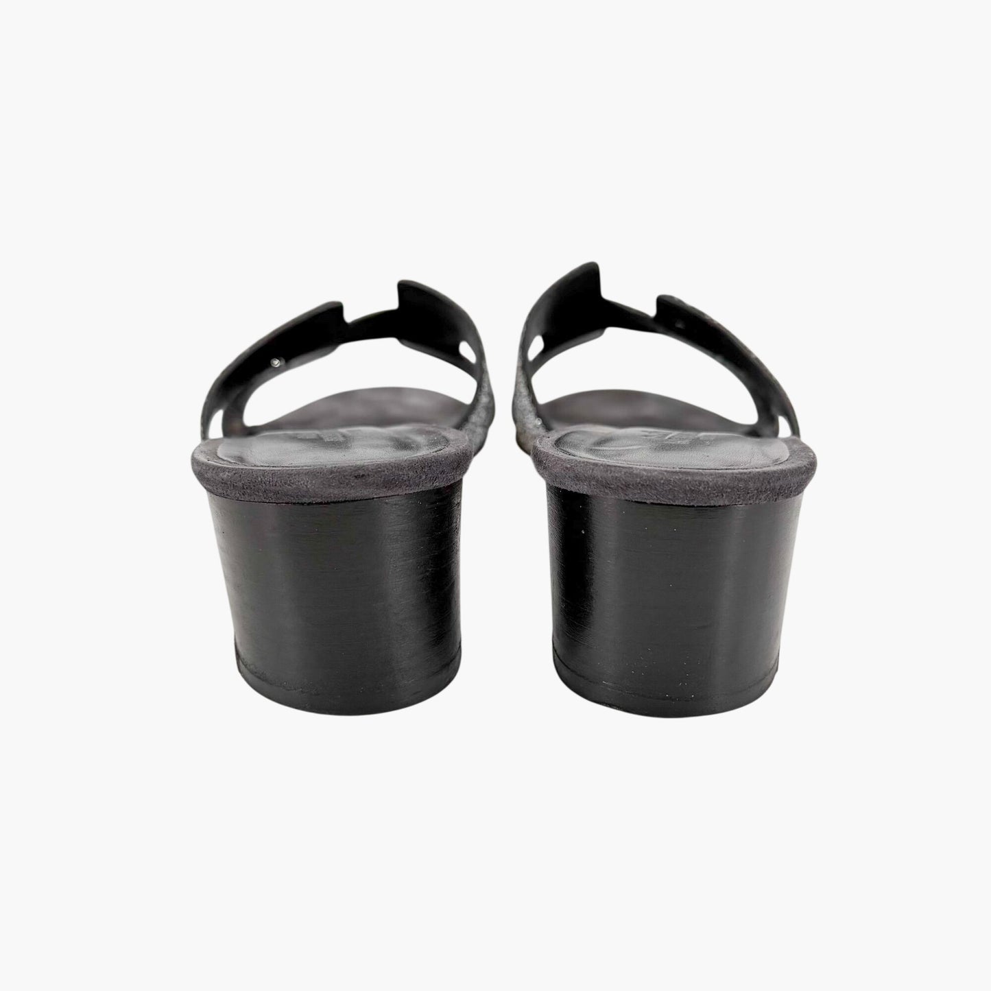 Hermès Oasis Crystal H Slide Sandals Black Silver Size 38