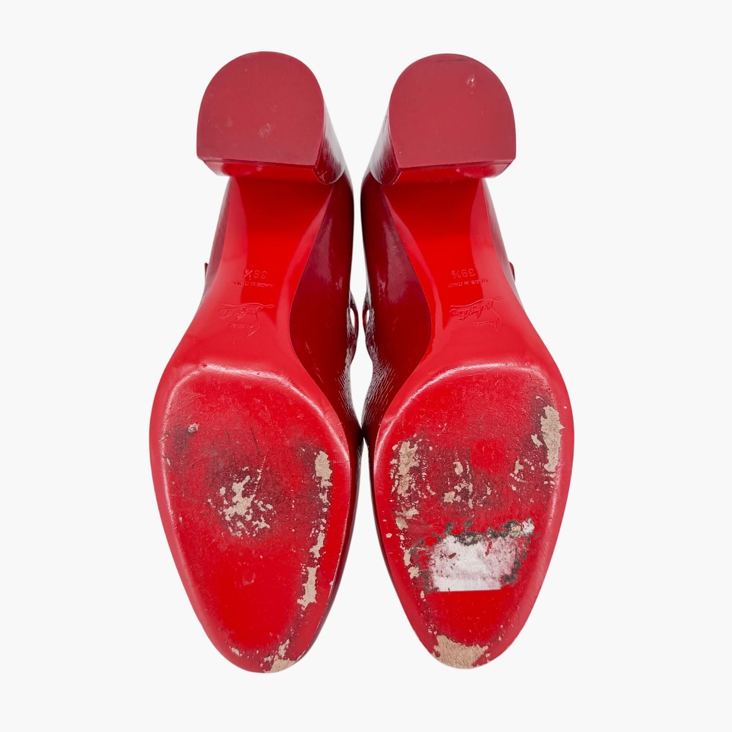 Christian Louboutin Miss Jane 55 Mary Jane Pumps in Red Patent Leather Size 39.5