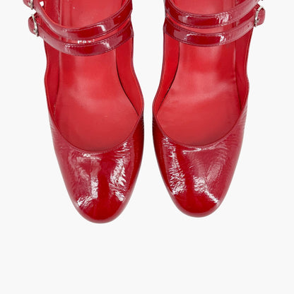 Christian Louboutin Miss Jane 55 Mary Jane Pumps in Red Patent Leather Size 39.5