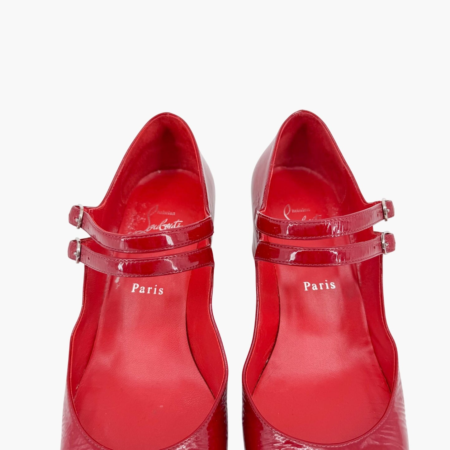 Christian Louboutin Miss Jane 55 Mary Jane Pumps in Red Patent Leather Size 39.5