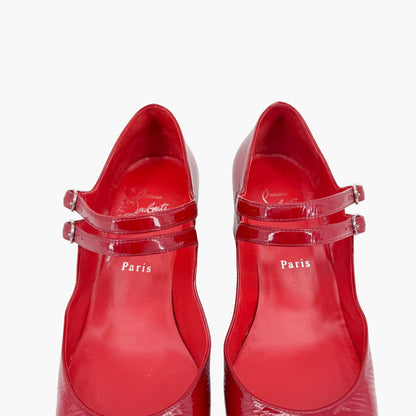 Christian Louboutin Miss Jane 55 Mary Jane Pumps in Red Patent Leather Size 39.5