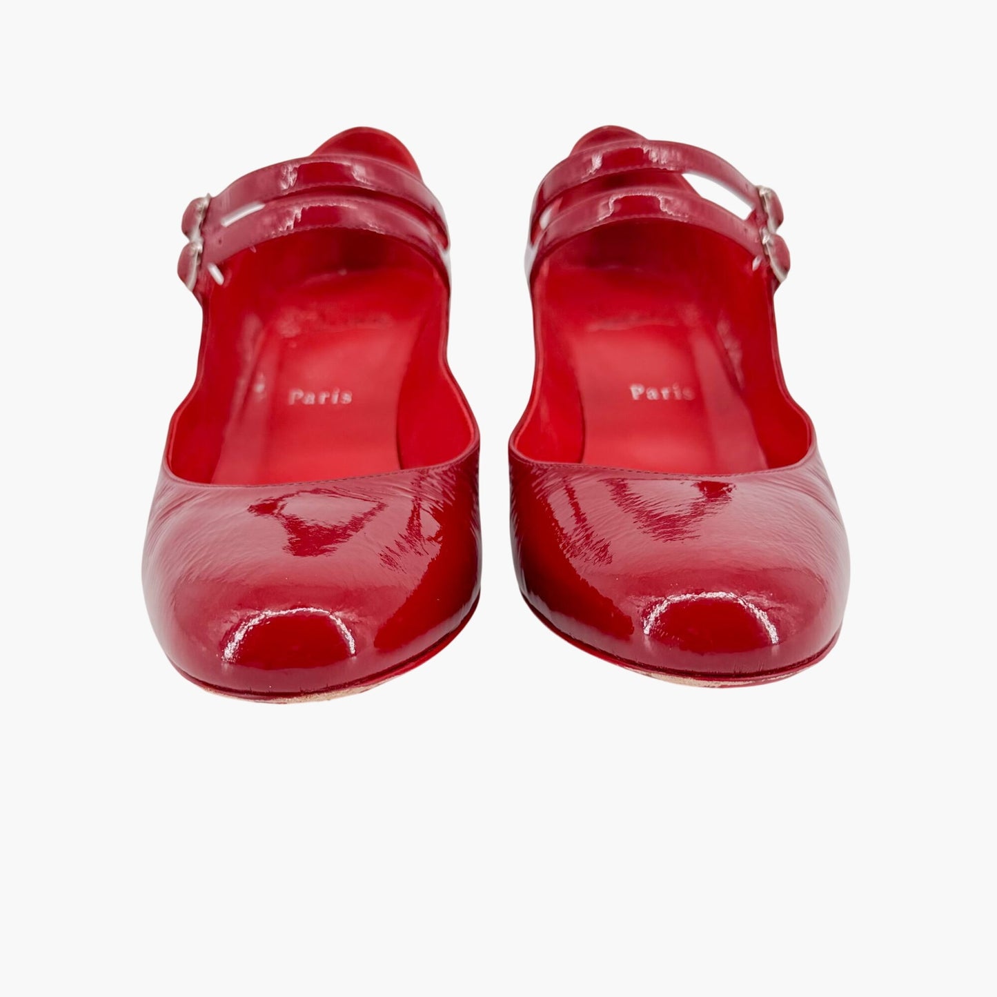 Christian Louboutin Miss Jane 55 Mary Jane Pumps in Red Patent Leather Size 39.5