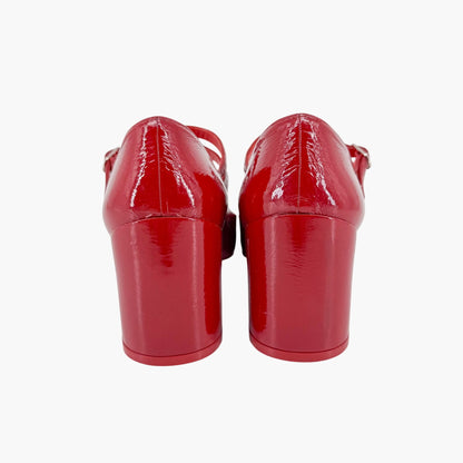Christian Louboutin Miss Jane 55 Mary Jane Pumps in Red Patent Leather Size 39.5