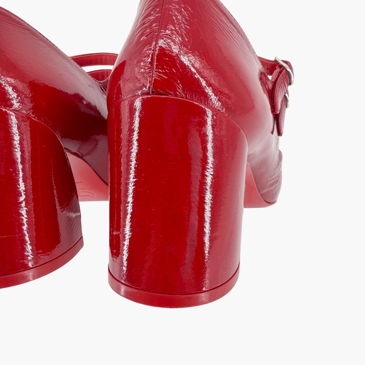 Christian Louboutin Miss Jane 55 Mary Jane Pumps in Red Patent Leather Size 39.5