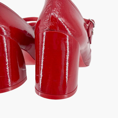 Christian Louboutin Miss Jane 55 Mary Jane Pumps in Red Patent Leather Size 39.5