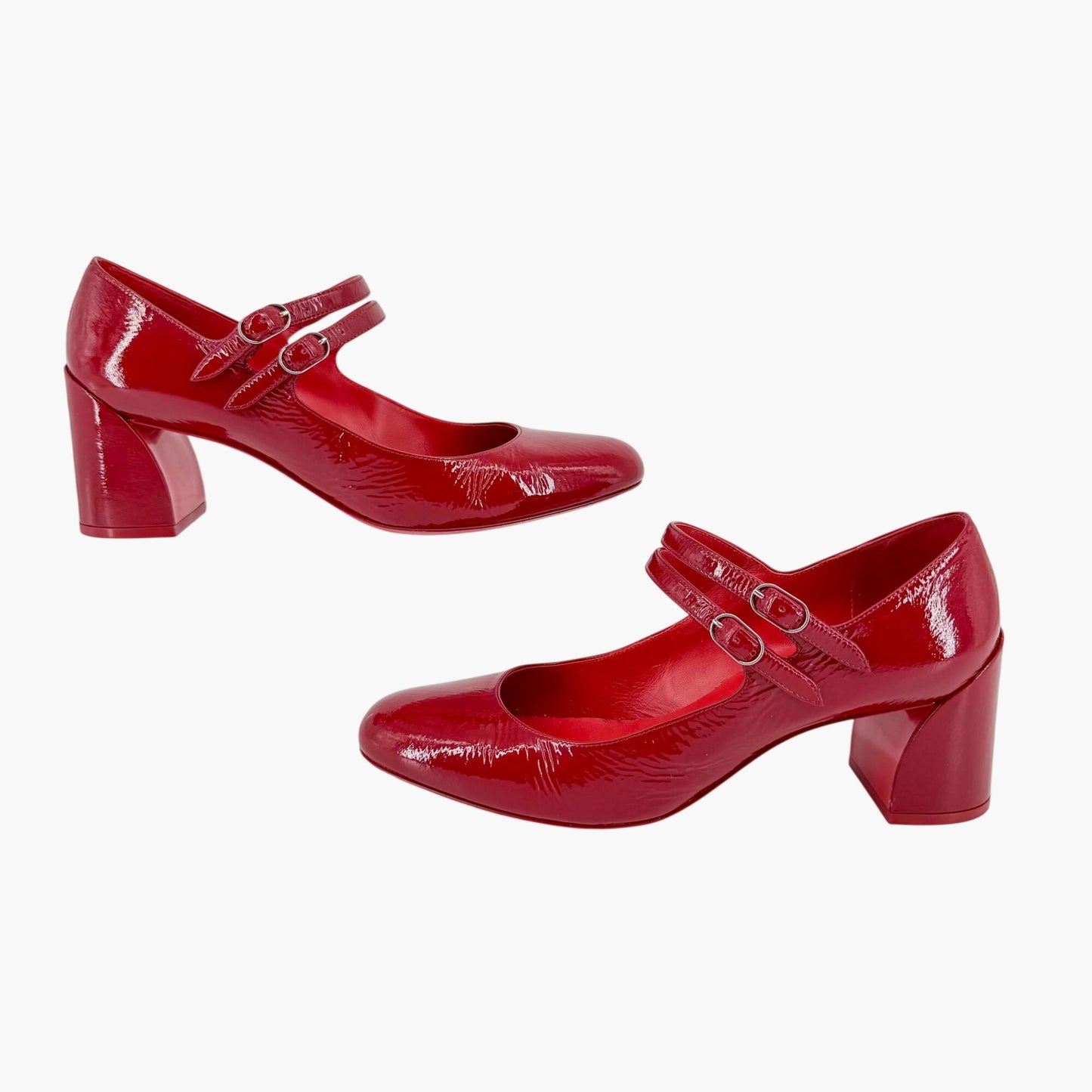 Christian Louboutin Miss Jane 55 Mary Jane Pumps in Red Patent Leather Size 39.5